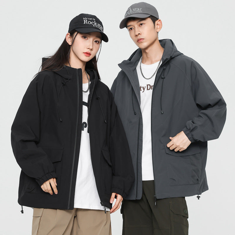 Dam oversize Windbreaker jacka med huva och Cargo fickor