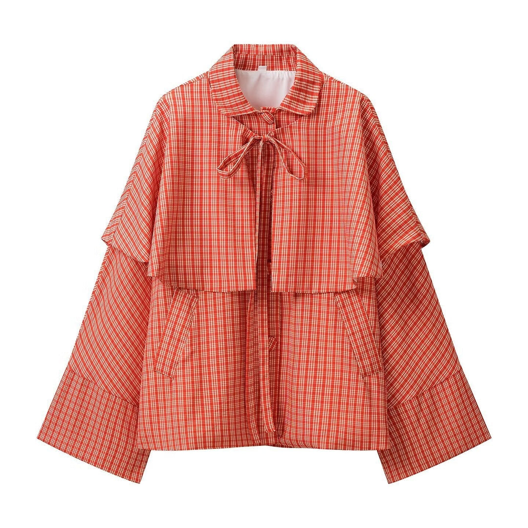 Dam vid Cape jacka med Overlapping Shoulder Yoke och Bow stängning