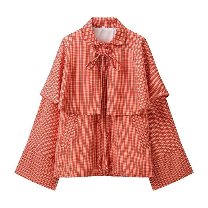 Dam vid Cape jacka med Overlapping Shoulder Yoke och Bow stängning