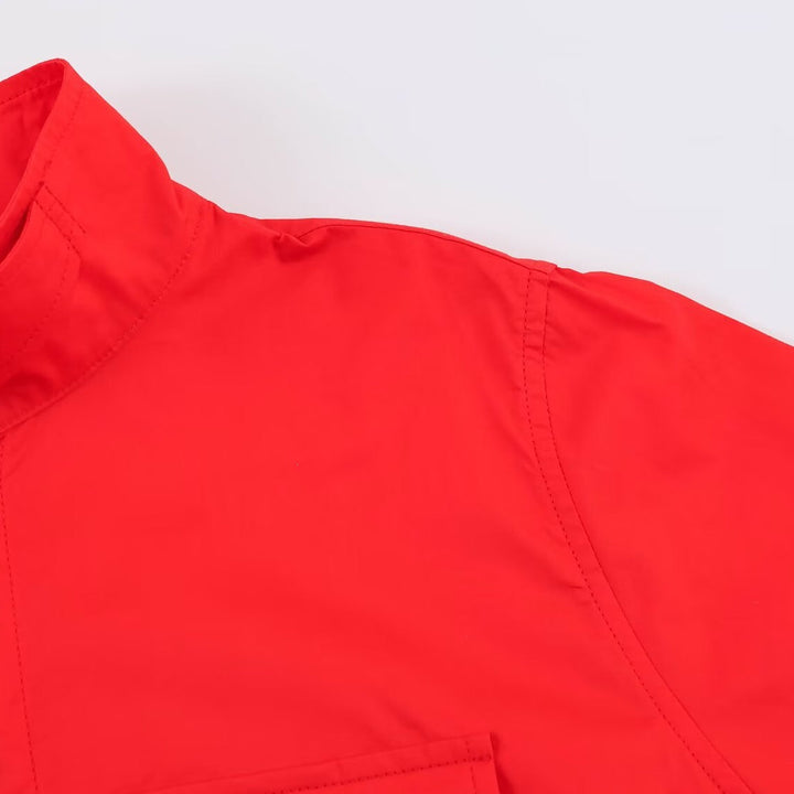 Dam Oversized Skjorta Jacka med Ståkrage och Lapp Bröst Fickor