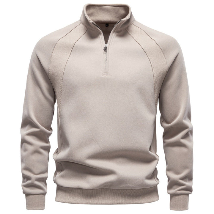 Herr Troyer Fleece Pullover med Ståkrage och Halv Dragkedja