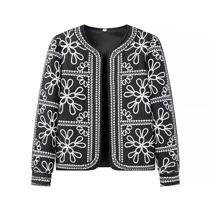 Dam Open blazer jacka med blommig Allover tryck, Round Neckline och Feminine passform