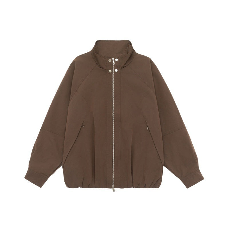 Dam Lätt Raglan Bomber Jacka med Ståkrage och Elastic Fåll