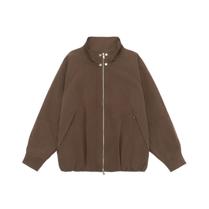 Dam Lätt Raglan Bomber Jacka med Ståkrage och Elastic Fåll