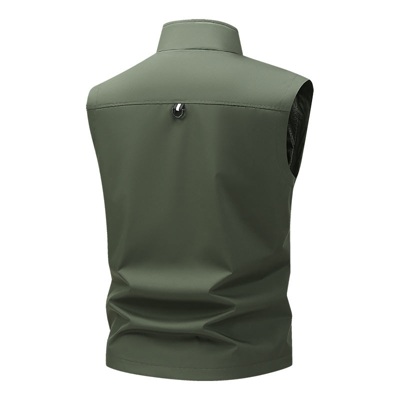 Herr Multifunctional Utomhus Utility Väst med Flera Cargo Fickor och Ståkrage