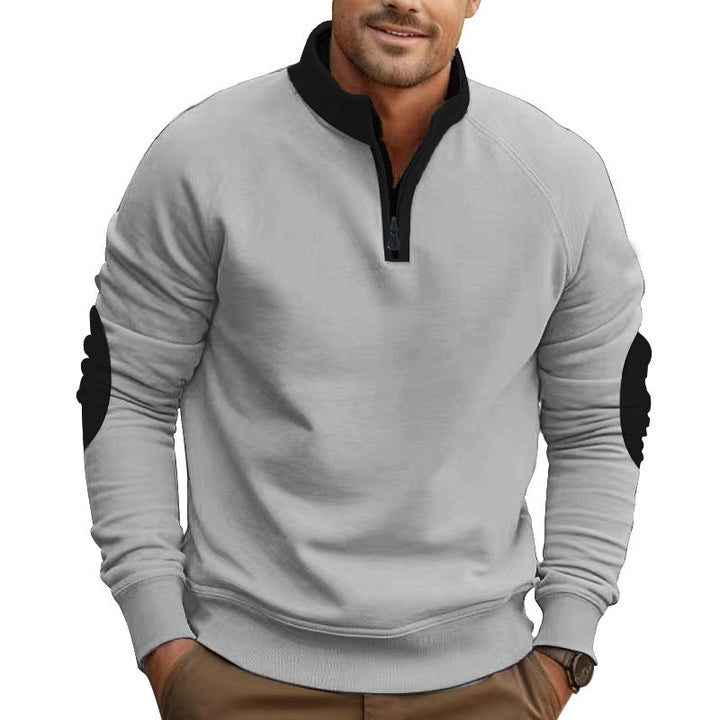 Herr Raglan Pullover med Kort Dragkedja, Ståkrage och Ergonomic Elbow Panels