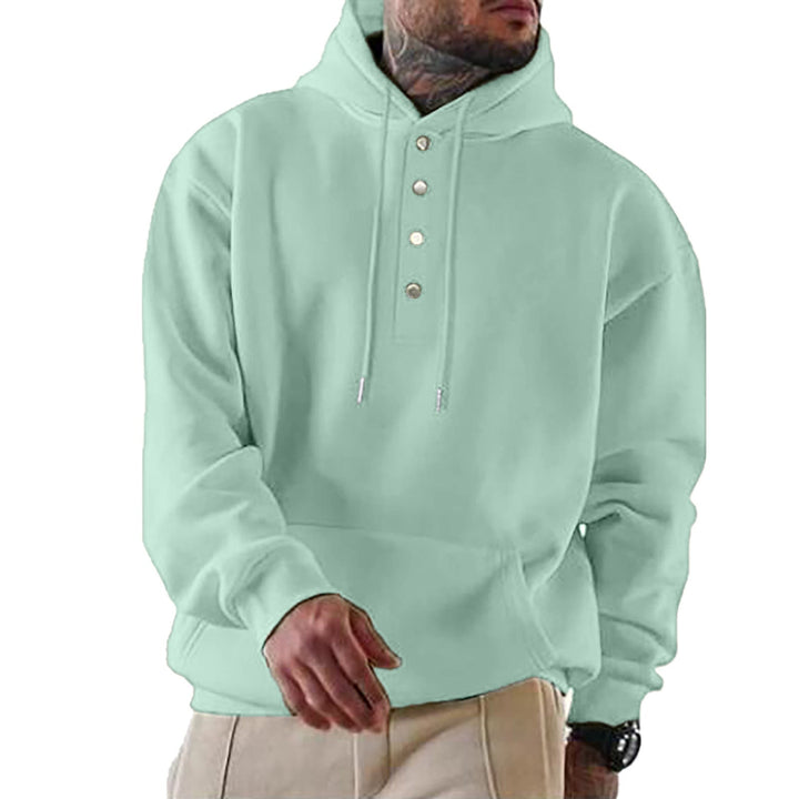 Herr Luvtröja med Henley Knapplist och Känguruficka EB