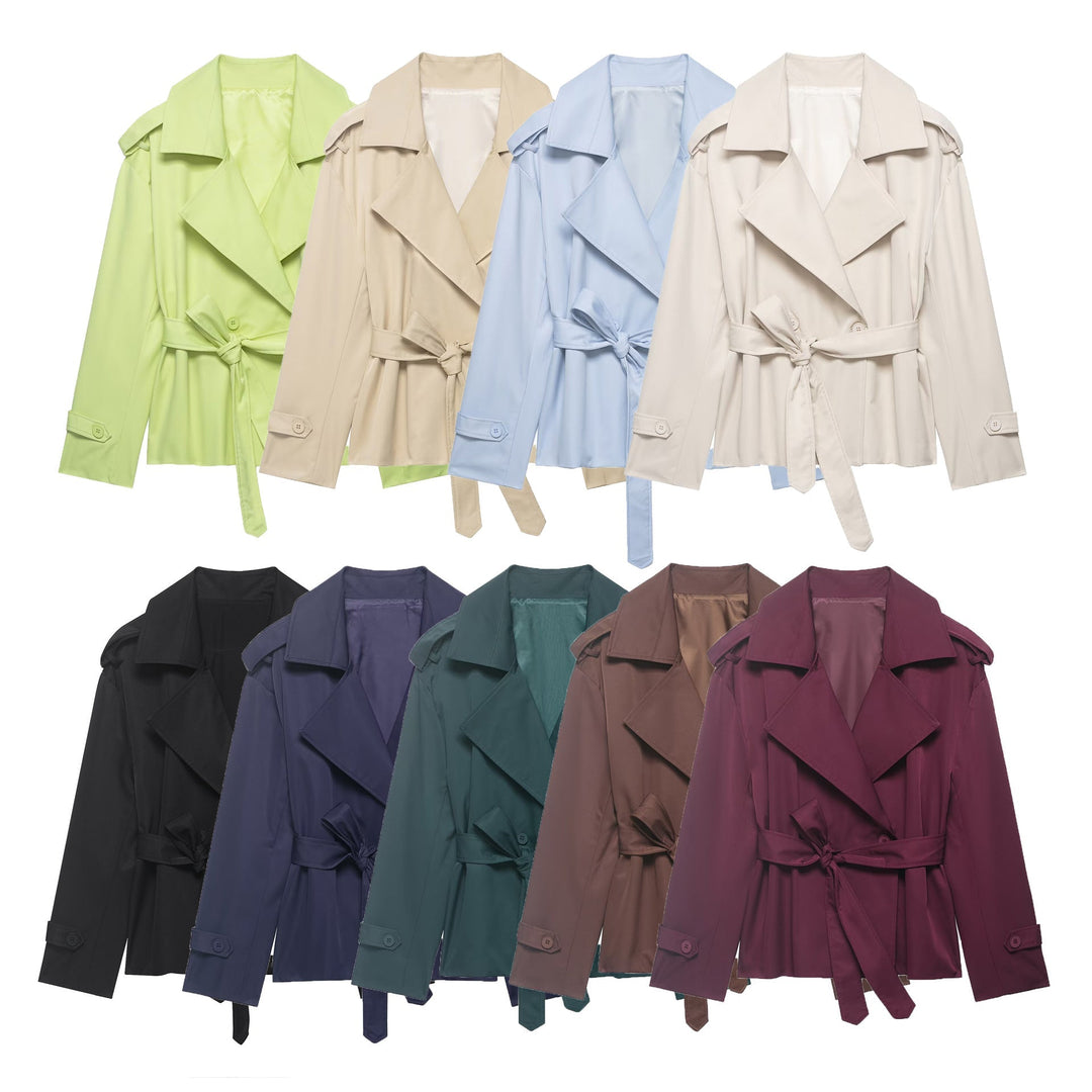 Dam Lightly Tailored Trenchcoat med Belt, Epaulettes och Satin Foder