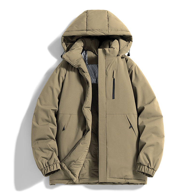 Herr teknisk quiltad parka med huva, Termo Isolering och Bröst Dragkedja Ficka