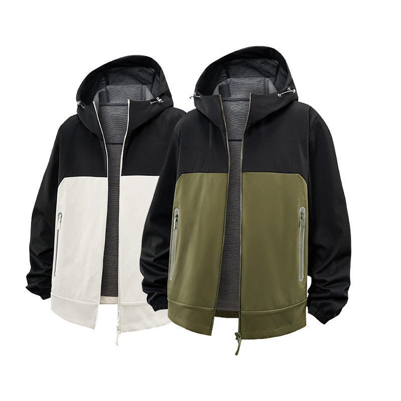 Herr Softshell Frilufts Jacka med Huva, Vattenavvisande och Kontrast Inlägg