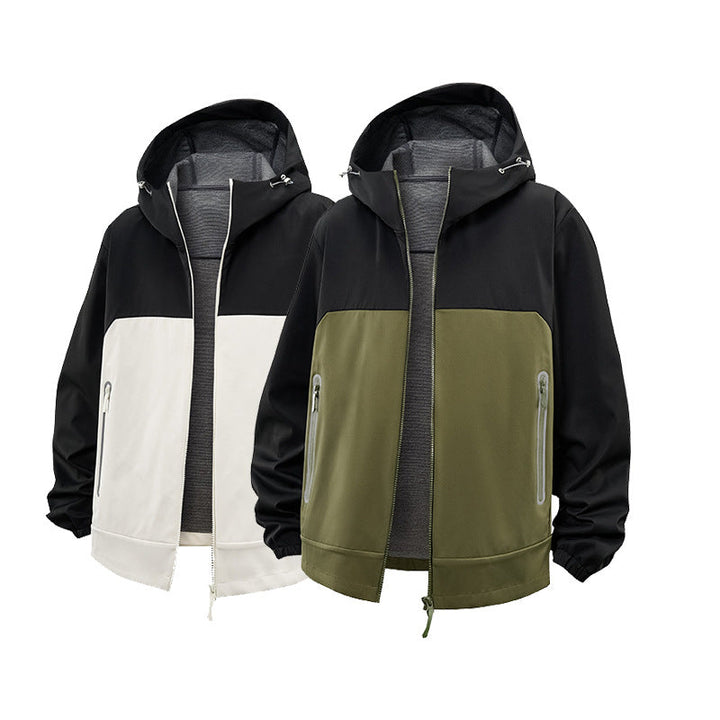 Herr Softshell Frilufts Jacka med Huva, Vattenavvisande och Kontrast Inlägg