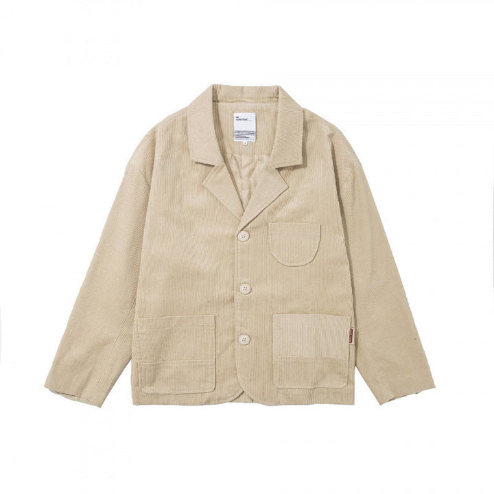 Herr boxig Cord Blouson med slagkrage, utanpåfickor och Avslappnad Siluett