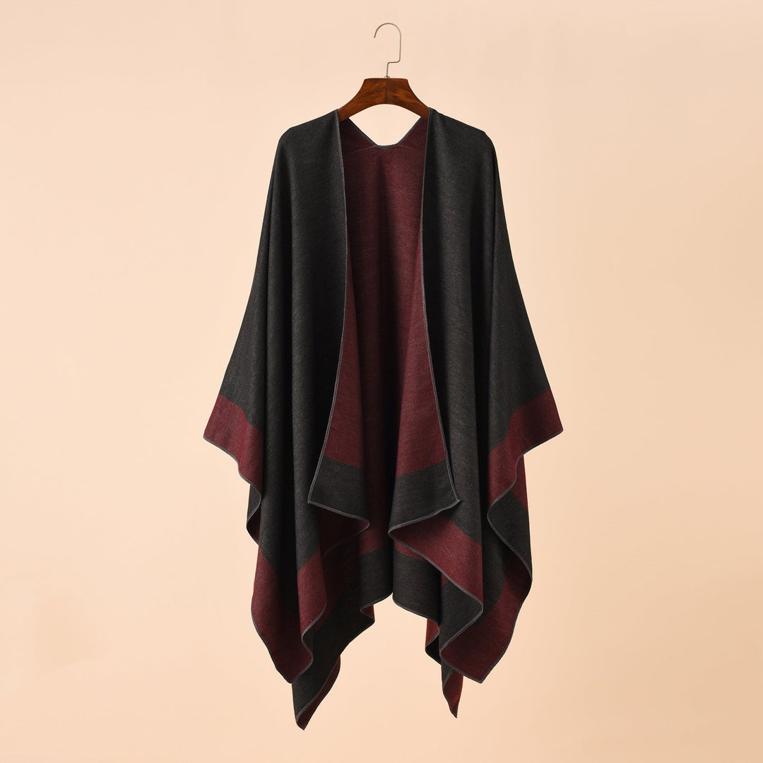 Dam Reversible poncho-Cape tillverkad av Cashmere Blend med oversized skärning