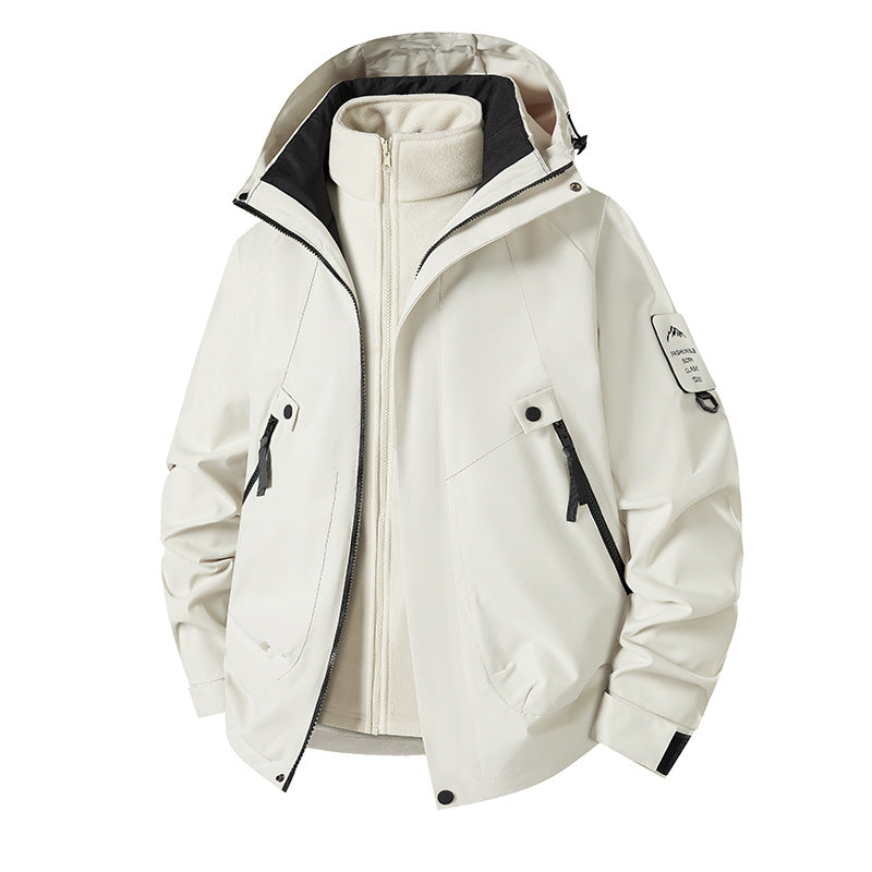 Herr 3-i-1 Softshell Parka med Uttagbar Fleece Inre Jacka och Technical Huva