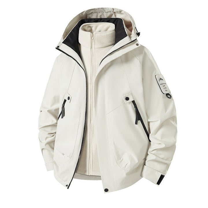 Herr 3-i-1 Softshell Parka med Uttagbar Fleece Inre Jacka och Technical Huva