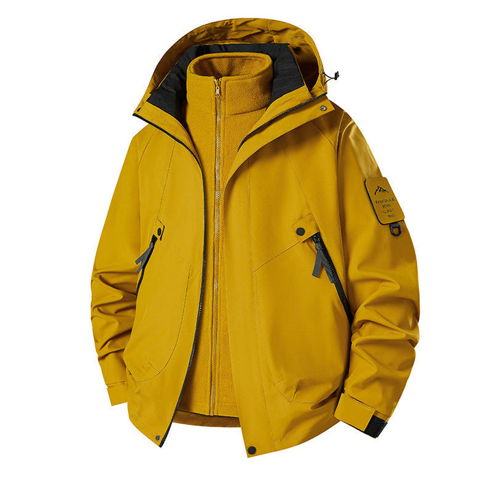 Herr 3-i-1 Softshell Parka med Uttagbar Fleece Inre Jacka och Technical Huva