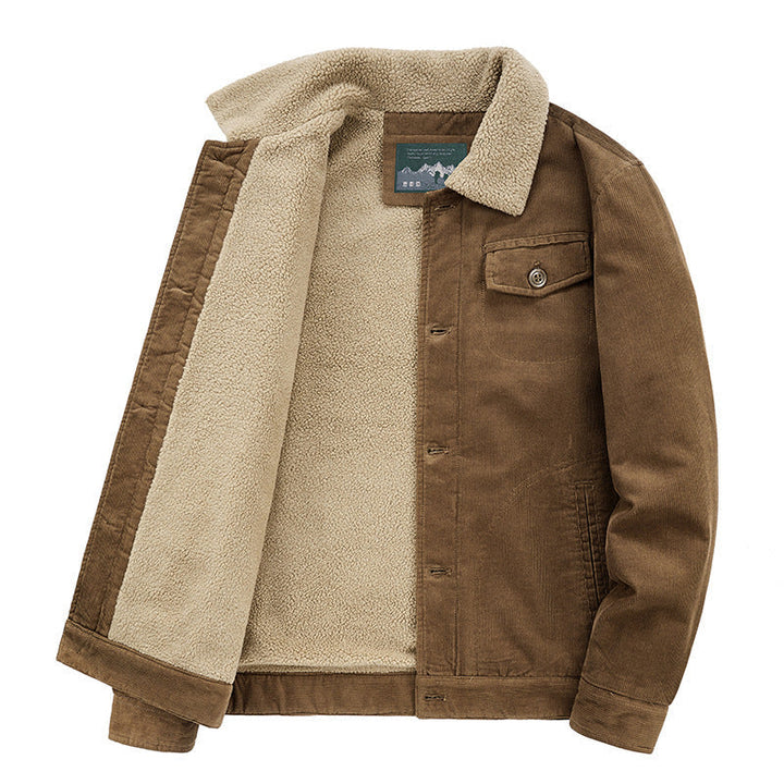 Herr Bomull Manchester Jacka i Worker Blouson med Warming Sherpa Foder