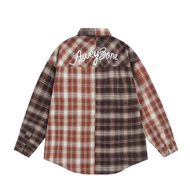 Unisex Split Check Overshirt i Skjorta Jacka Stil