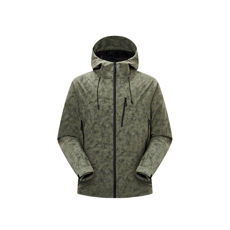 Herr Vattentät Andningsbar Frilufts Softshell Jacka med Taped Sömmar och Huva Drune