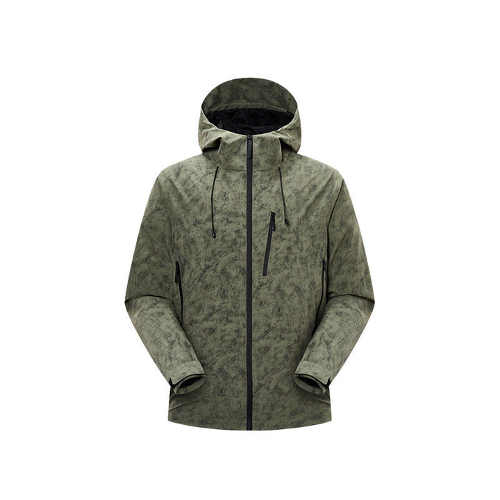 Herr Vattentät Andningsbar Frilufts Softshell Jacka med Taped Sömmar och Huva Drune