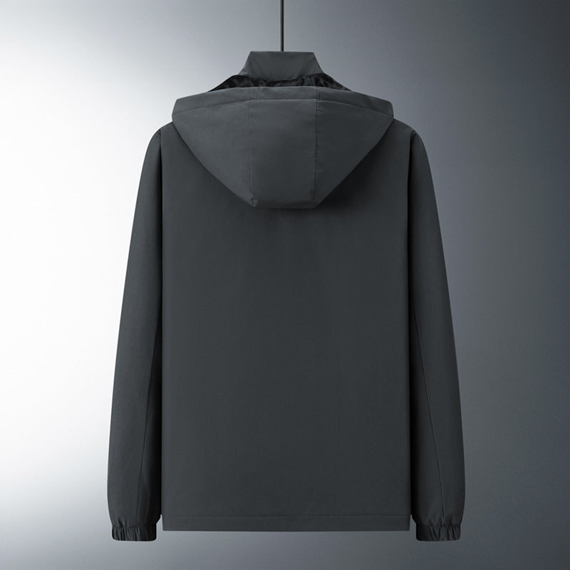 Herr urban Minimalistisk softshell hoodiejacka med dold dragkedjas och elastisk fåll