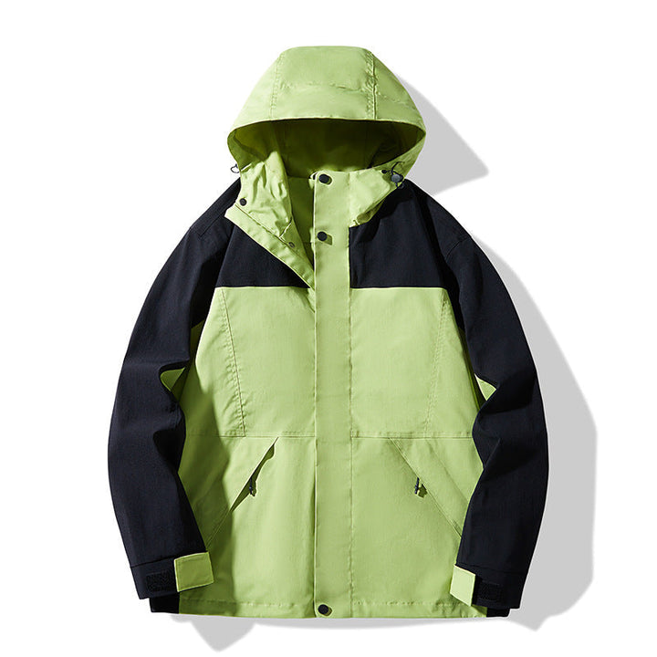 Herr teknisk Colorblock softshell regnjacka med justerbar huva