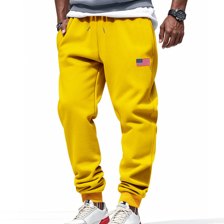 Herr Smal-Passform Mjukisbyxor med Tapered Leg, Elastic Dragsko Waistband, och Discreet Flag Application