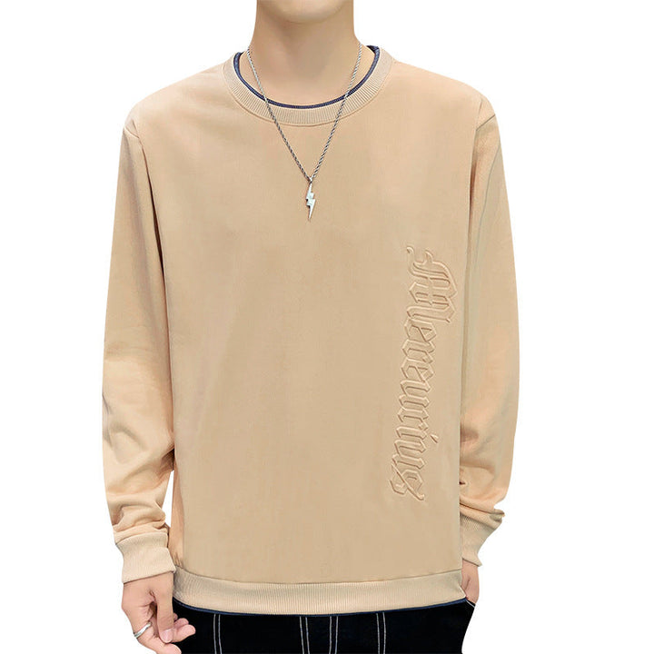 Herr Oversized College-Tröja med Ribbstickade Muddar och Embossed Side Tryck