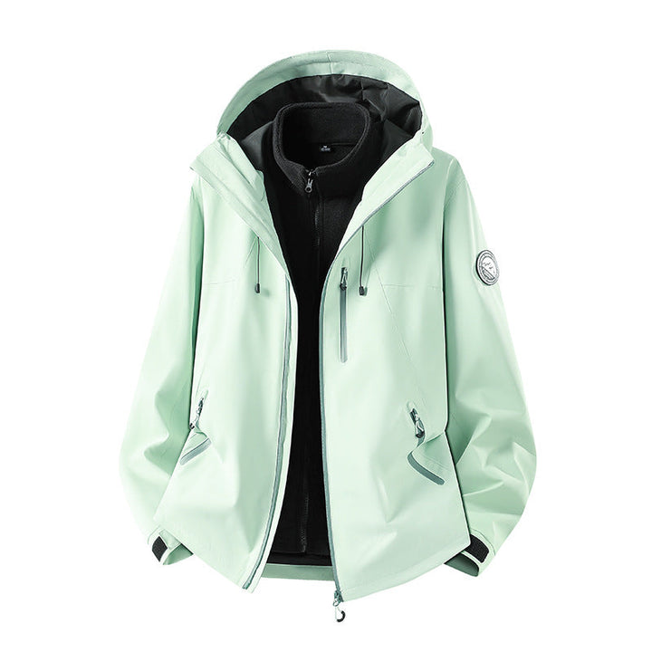 Herr Three-Piece Softshell Frilufts Jacka med Avtagbar Fleecefoder och Huva
