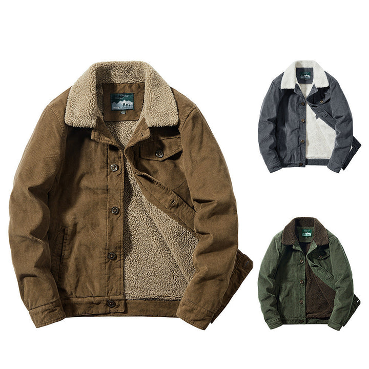 Herr Manchester Jacka med Warming Sherpa Inre Sida och Teddy Krage i Worker Blouson Stil