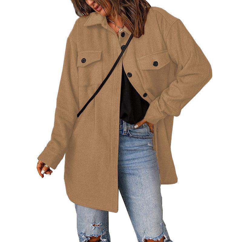 Dam Oversize Shirt jacka med Breast Flaps och lång skärning