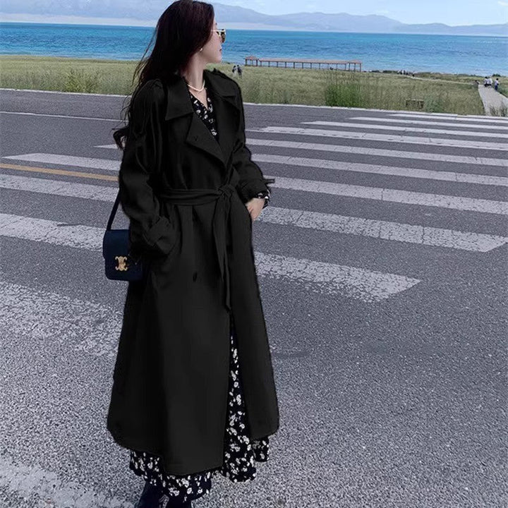 Dam lång oversize trenchcoat med Balloon ärmar och knytband