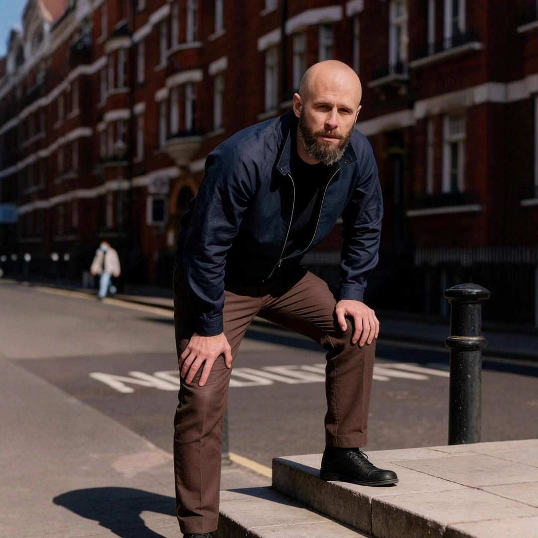 Herr Lätt Harrington Jacka med Stående Krage och Dragkedja