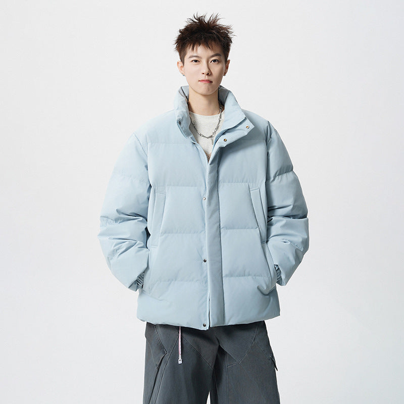 Herr Short Skärning Oversized Quiltad Jacka med Hög Krage