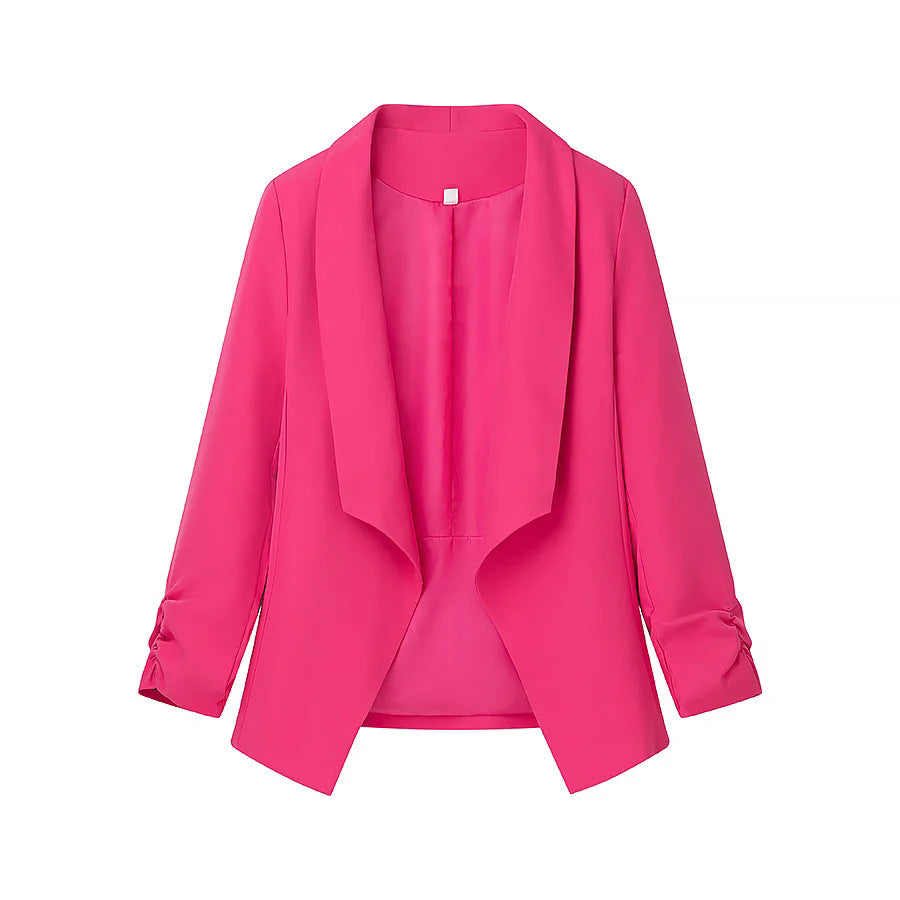 Dam locker falling Waterfall blazer jacka med gathered ärm cuffs