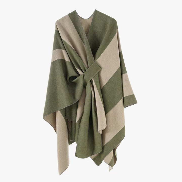 Dam Wrap Cape med bred Stripe mönster och Ties