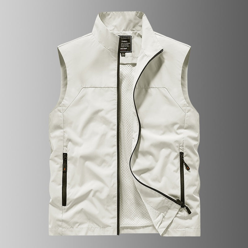 Herr Andningsbar Utility Väst med Mesh Foder, Vind och Water Repellent Exterior och Zippered Fickor