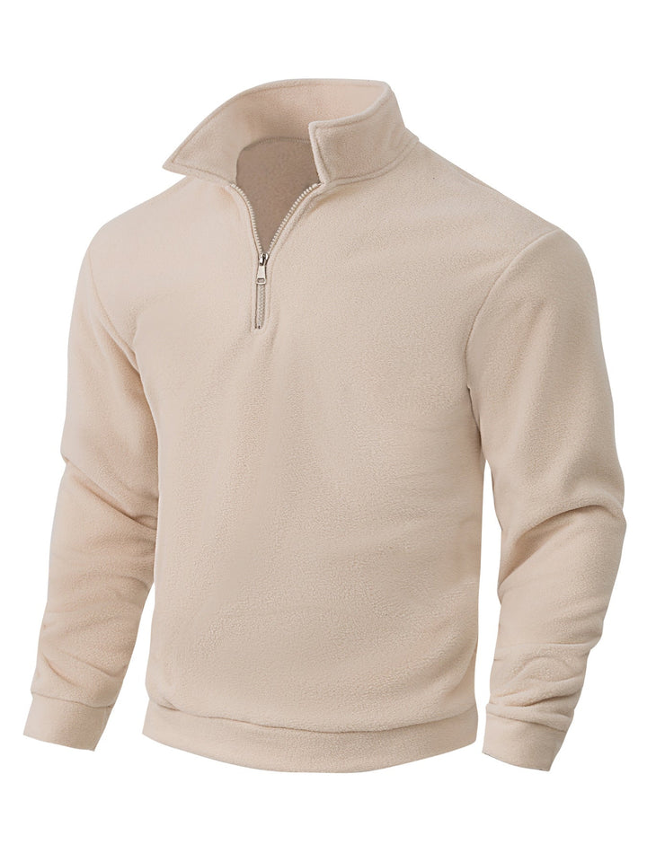 Herr Nano Fleece Halv Dragkedja Pullover med Ståkrage, Mjuk Teddy Fleece och Elastiska Muddar