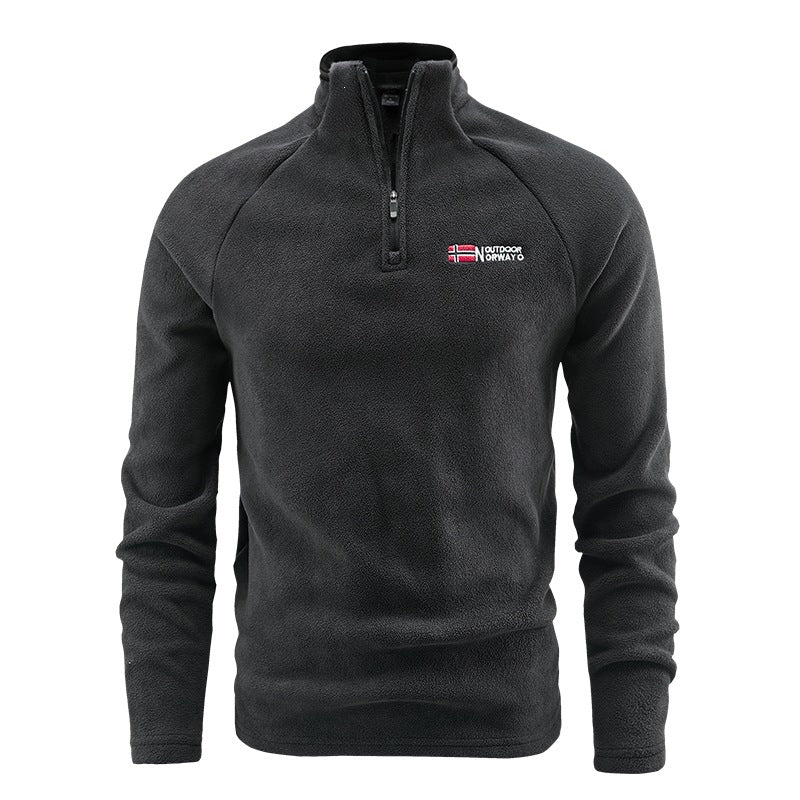 Herr Fleece Halv Dragkedja Pullover med Ståkrage och Andningsbar Thermofleece