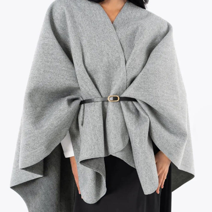 Dam oversized-capeponcho med Wrap look och V-Neck