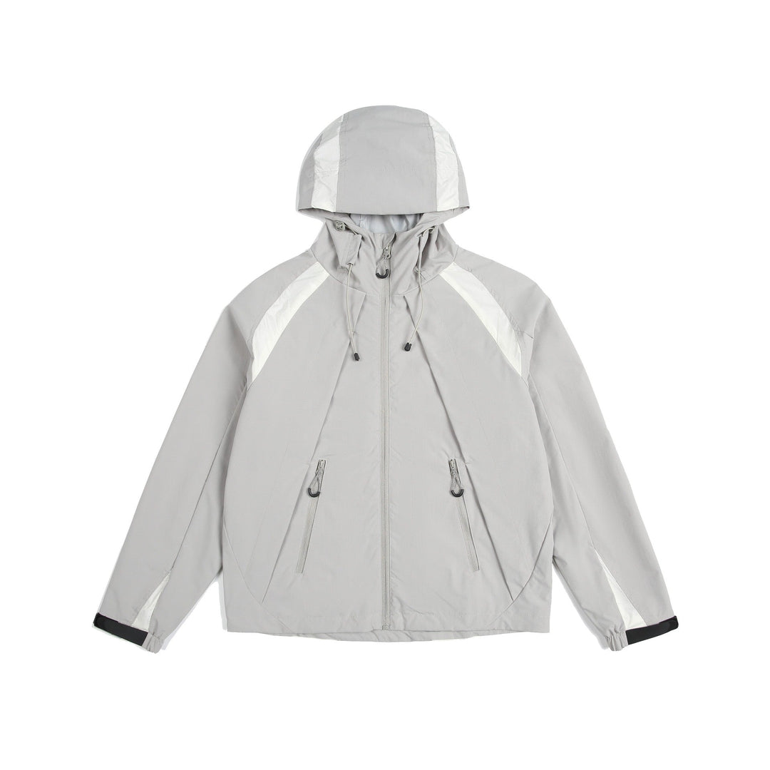 Unisex Lätt Rain och Softshell Jacka med Huva, Adjustable Fåll och Fickor med Dragkedja