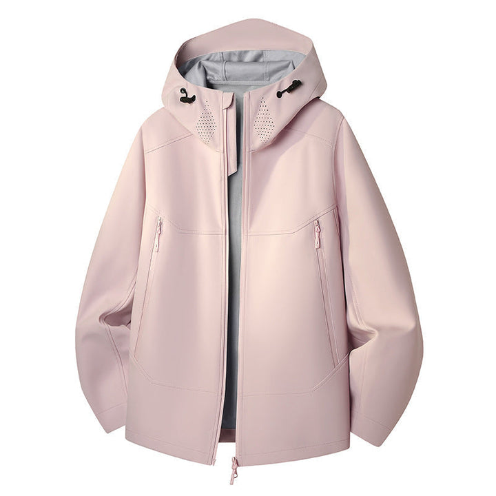 Dam vattentät softshell utomhusjacka med minimalistisk silhuett och Ventilation Perforation at den krage