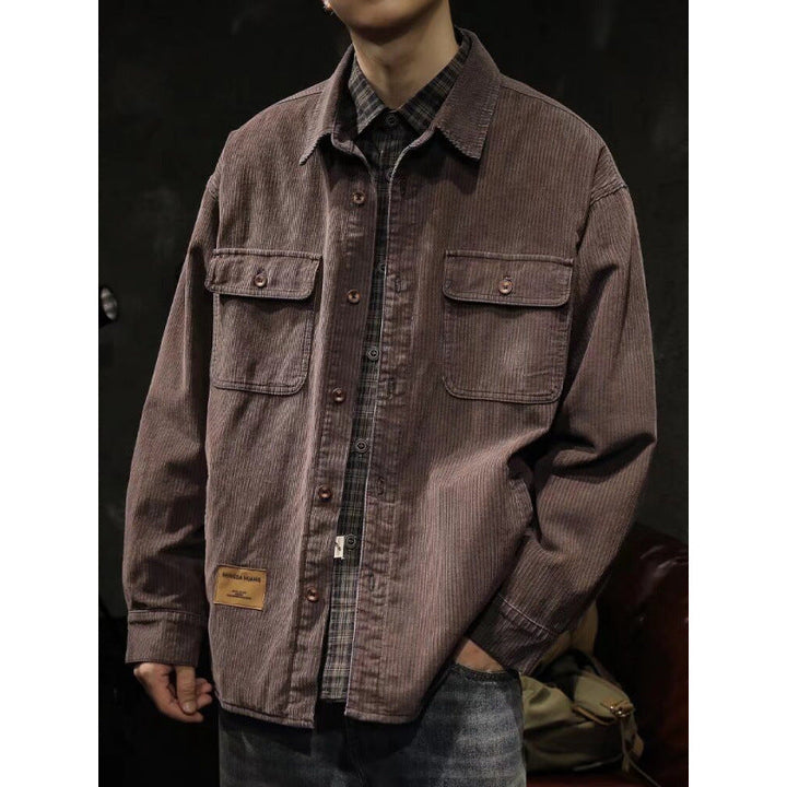 Herr Manchester Överskjortejacka med Patch Bröstfickor och Ledig Oversized Passform