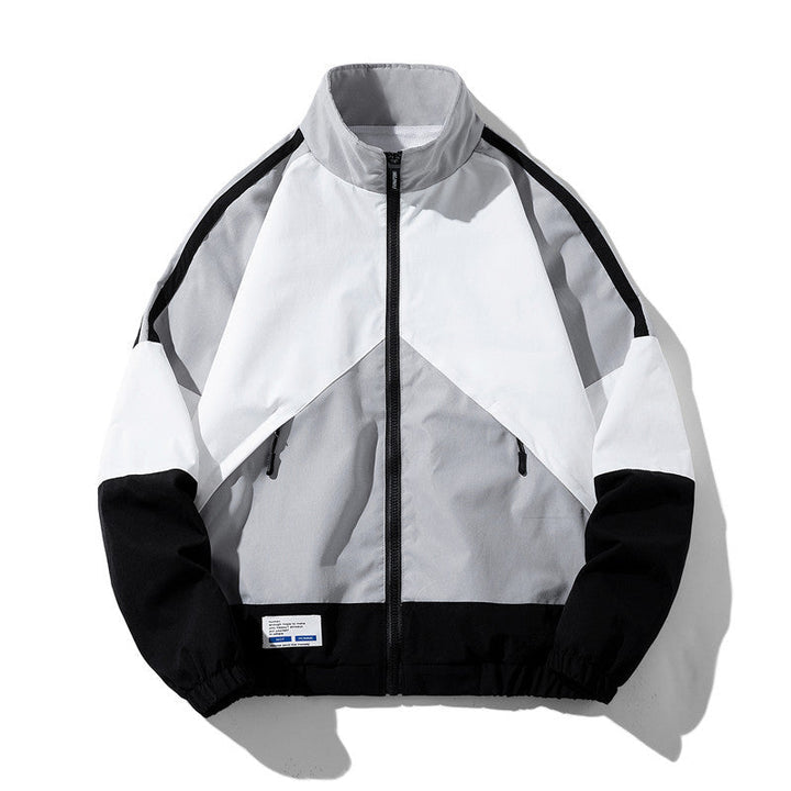 Herr Sporty Track Windbreaker Jacka med ståkrage, meshfoder och fickor med dragkedja