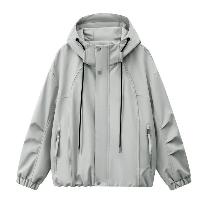 Herr Lätt med Huva Utility Övergångsjacka med Water-Repellent Outer Shell och Elastic Fåll