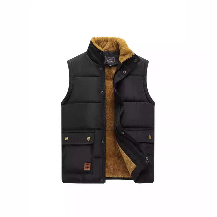 Herr Sleeveless Thermo Quiltad Väst med Cozy Teddy Inre Foder och Utanpåfickor