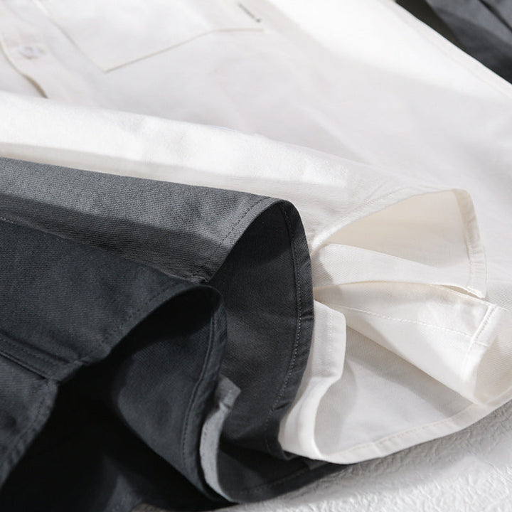 Herr Lös Skjortjacka Överskjorta Tillverkad av Mjuk Twill med Integrated Lager T-Shirt och Sewn-On Bröstficka