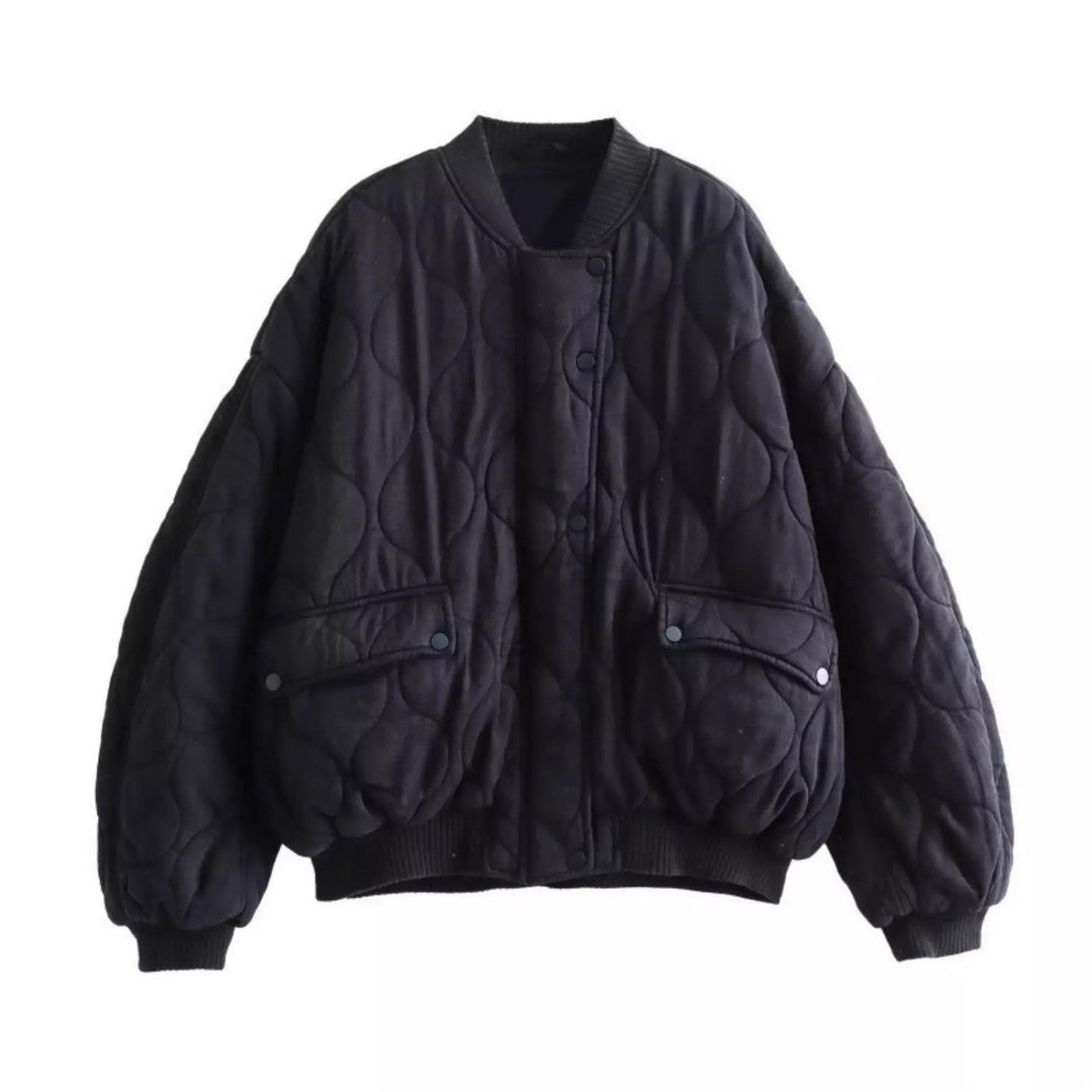 Dam oversized vadderad jacka med hög krage
