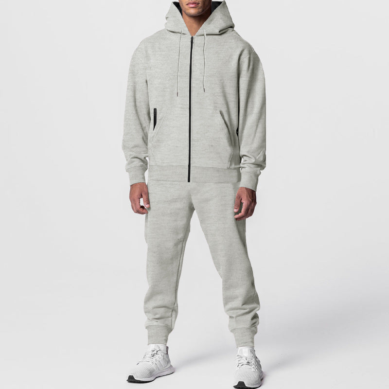 Herr Urban Dragkedja Luvtröja med Känguruficka och Tapered Joggingbyxor Set