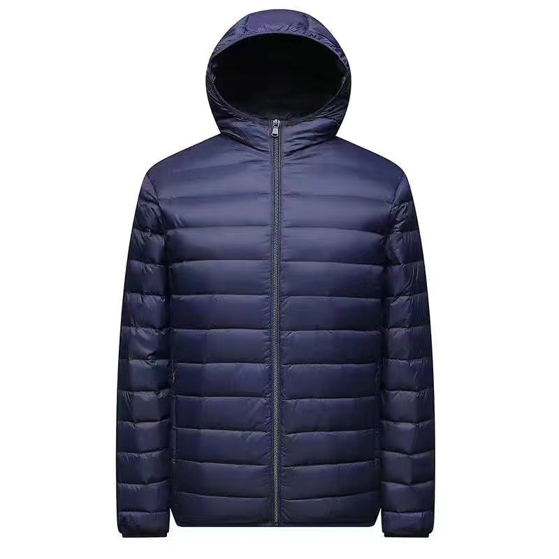 Herr ultra-light packable micro quiltad jacka med ståkrage, vadderad isolering och vindresistent skal